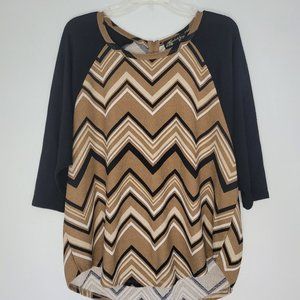 Absolutely Famous, XL, black and brown, Chevron pattern